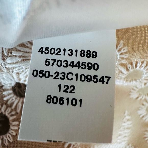 Chico's Eyelet Ruffle Neck Tiered Midi Dress Neutral - Picture 11 of 12